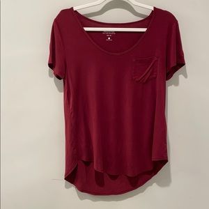 light pocket maroon T-shirt